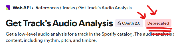 Spotify deprecated API notice